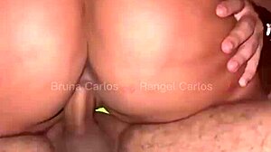 Lucky guy gets intense threesome with ex-wife and ex-sister-in-law, respecting their big asses in red and sheer outfits