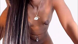black teen shemale cutie with big hard dick, but is she solo?
