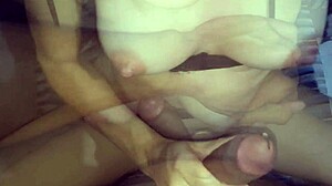 Ex girlfriend pregnant jerks me with her tits