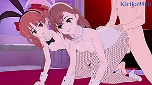 Mikoto Misaka And Kuroko Shirai Bunny Girl Intense 3P Sex