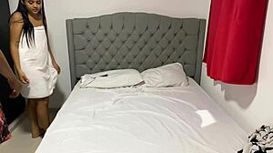 Cute stepsister with tattoos invites stepbrother for a night, leading to hardcore fucking with big cock and cum.