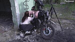 hot milf craves motorcycles and dominates huge cocks in public outdoor action