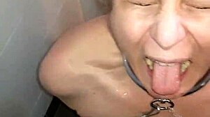 Whore slave endures humiliation in bdsm session.