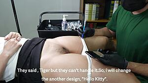 Watch the tattoo artist seduce and fuck his client girl with a creampie