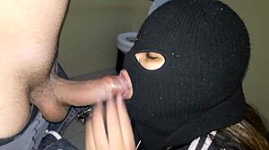 Teen ebony bandit deepthroats big cock outdoors in public captivity 😈