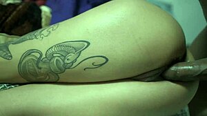 Violet, the tattooed german model, gets her ass massaged and roughly fucked by a monster cock