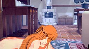 Asuna's Hard Sex with Kirito in SAO Hentai Game Porn.