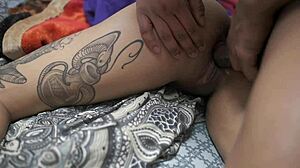 Violet, the tattooed german model, gets her ass massaged and roughly fucked by a monster cock