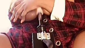 Watch this big titty slut getting fucked by the machine.