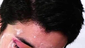 She proudly TAKES his COCK in her mouth, HANDLING it until he CUMS on her face