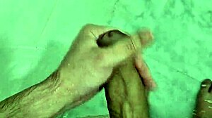 Chubby guy jerking off until he finishes in the shower with intense homemade action.