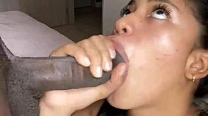 Sloppy blowjob with deep throat from amateur couple Nysdel and monster cock