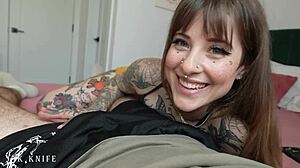 Girlfriends hot tatted sister begs for creampie from monster cock