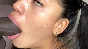 Sloppy blowjob with deep throat from amateur couple Nysdel and monster cock