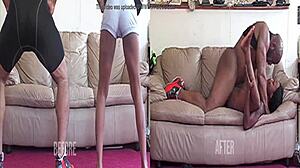 Ebony Slut Deepthroats Monster Cock Then Swallows Cum After Intense Fucking