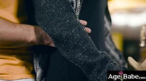 Older woman gags on young cock!