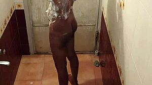 Hot lesbian bathroom action with licking, kissing, assfucking, and hardcore play