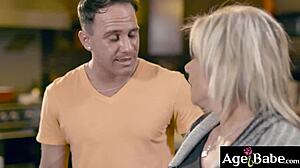 Older woman gags on young cock!