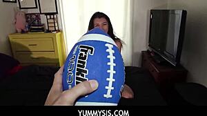 Yummysis snacks on step sis Maya Woulfe's big tits and ass