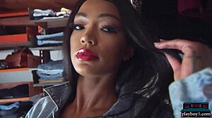 Big Booty Ebony Babe Harley Dean Strips Jeans for Playboy