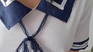 Horny teen with huge tits gets fucked in missionary POV creampie.