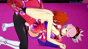 i watch miyamoto musashi and semiramis fuck ritsuka fujimaru gudako with intense futanari creampie