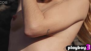 Hot big ass brunette teen posing naked outdoor in lingerie, enjoying pussy exposure!