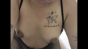 Asian University Student Bent Over in Missionary with Tattoo and Natural Tits