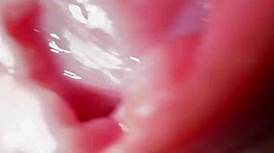 close up of wide pussy spreading with filthy dirty talk during hot massage.