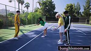 Tennis game with MILFs turns into a hot foursome.