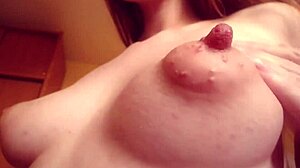 I love my small breasts with saliva on them in close up solo