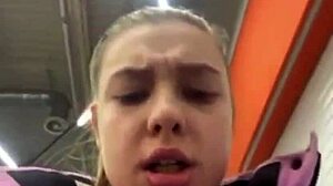 I feel this curvy BBW's intense orgasm in public close up