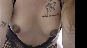 Asian University Student Bent Over in Missionary with Tattoo and Natural Tits