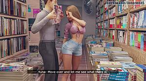 Fucking with deepthroat and creampie in a japanese bookstore anime style.