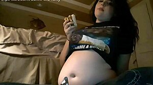 Young Brunette Enjoys Burrito Belly Stuffing