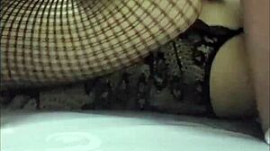 Asian University Student Bent Over in Missionary with Tattoo and Natural Tits