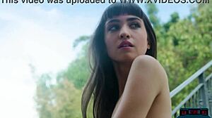 gorgeous petite ivy rose undresses outdoors, rips clothes showing amazing ass