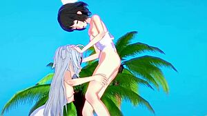 miku kohinata and laura bodewig in lesbian hentai play from symphogear