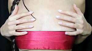 Watch this teen brunette tease her natural nipples in solo fetish play?