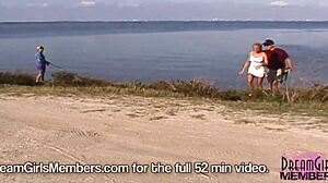 Intense public exposure as traffic watches hot naked blonde's shaved pussy outdoors.