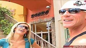 Blonde MILF's Heart Races As Muscular Bodybuilder Picks Her Up For Street Sex