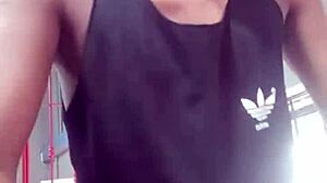 Young strangers eye each other at gym before he fucks her shaved pussy hard at home