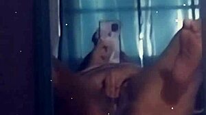 Sexy Black Ebony Goddess Kharmas Shows Off Pussy Reflection On Bed