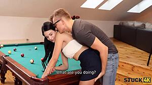 Stuck4K Pool Game Turns into Adventurous Fuck on Desk