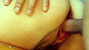 close up of throbbing cock in creampie