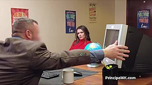 i eat out and fuck the hot milf in office