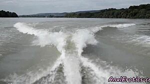 Buttfucked Eurobabe Rides Cock Outdoors