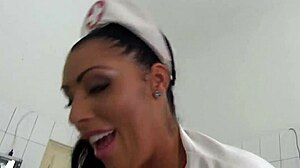 In the hospital, the big boobs nurse seduces the patient