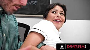 Hot Teen Student Nicole Aria Bent Over for Rough Squirting Blowjob and Hardcore Fucking
