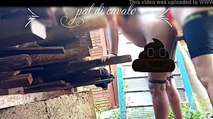 no aniversario, fodi a gostosa do meu amigo no quintal com lingerie e gangbang